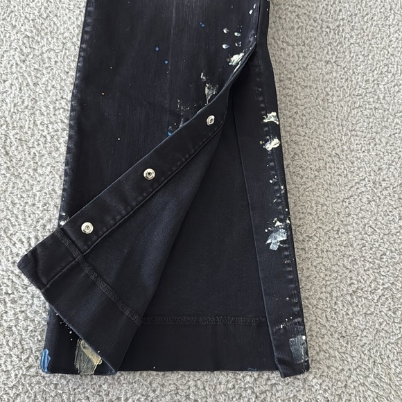 AMIRI Black Flare Wide Leg Jeans with Embellishments Paint size 38 - Picture 7 of 17
